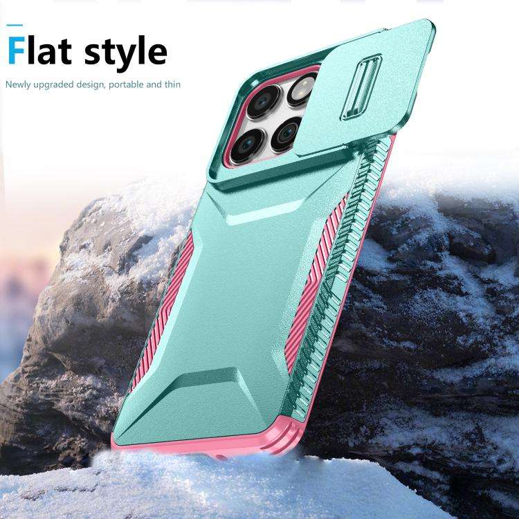 For Motorola Edge 5G 2025 Sliding Camshield Phone Case(Pink + Grey Green)