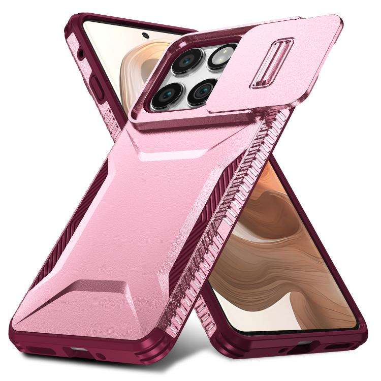 For Motorola Edge 5G 2025 Sliding Camshield Phone Case(Pink + Rose Red)