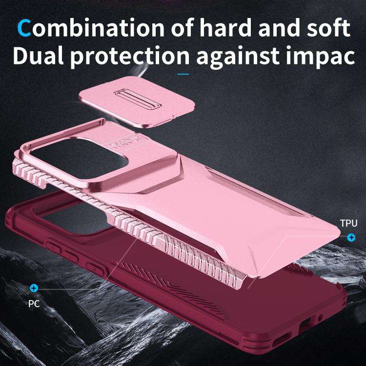 For Motorola Edge 5G 2025 Sliding Camshield Phone Case(Pink + Rose Red)