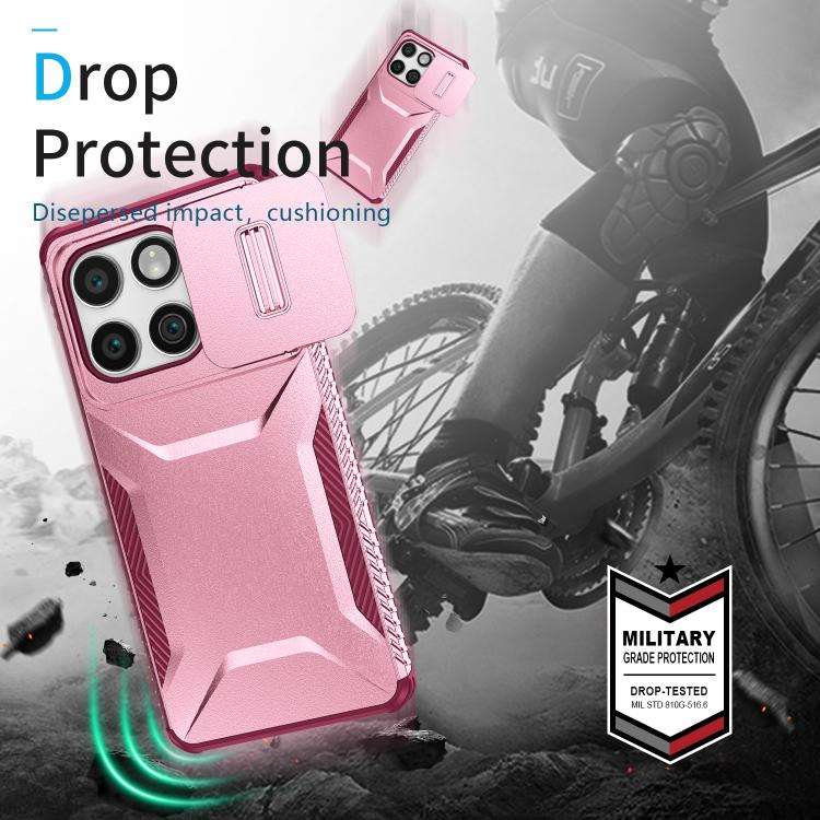 For Motorola Edge 5G 2025 Sliding Camshield Phone Case(Pink + Rose Red)