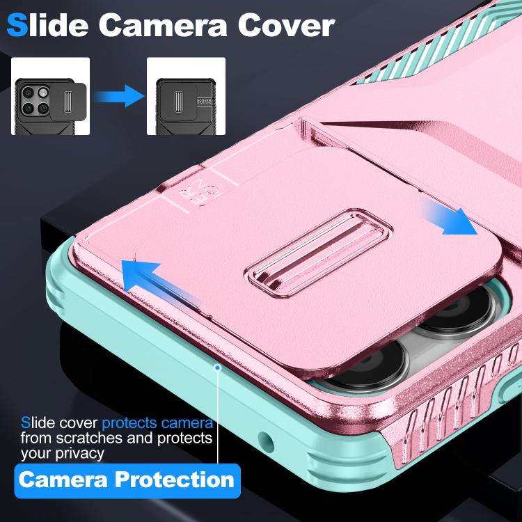 For Motorola Edge 5G 2025 Sliding Camshield Phone Case(Grey Green + Pink)
