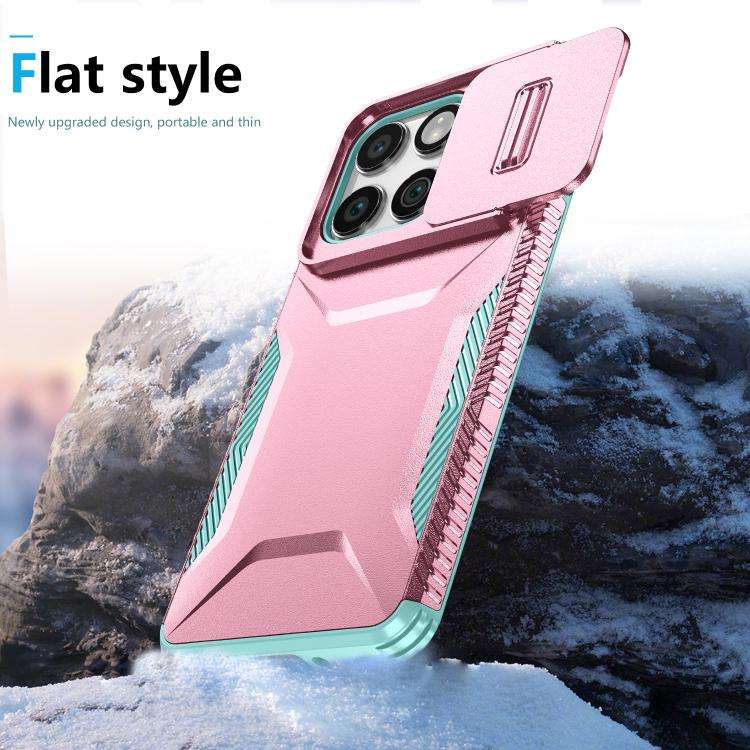 For Motorola Edge 5G 2025 Sliding Camshield Phone Case(Grey Green + Pink)