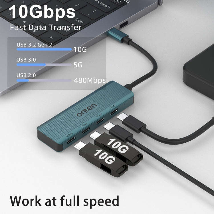 Onten UC620 10Gbps USB-C / Type-C to USB 3.2 Gen2 4 in 1 Multi-function HUB Docking Station, Leng...