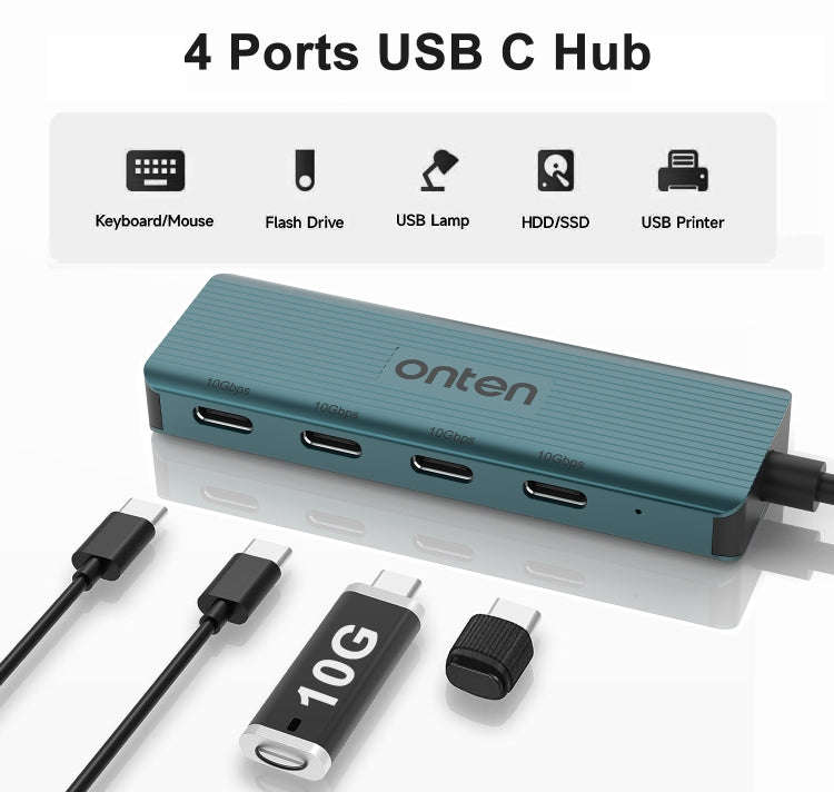 Onten UC620 10Gbps USB-C / Type-C to USB 3.2 Gen2 4 in 1 Multi-function HUB Docking Station, Leng...