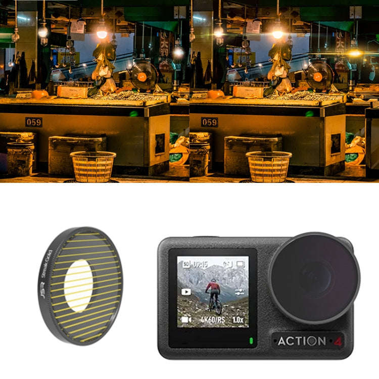 For DJI Osmo Action 4 JUNESTAR Threaded Camera Lens Filter, Filter:Streak Gold Drawing