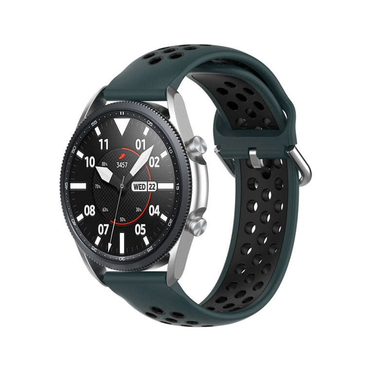 For Galaxy Watch 3 45mm Silicone Two-color Watch Band, Size: 22mm(Olive Green Black)
