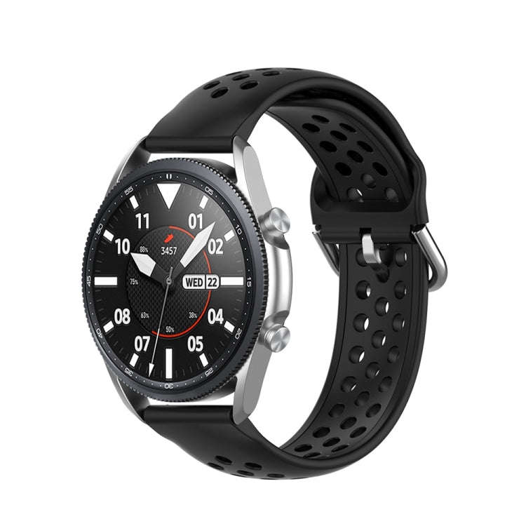 For Galaxy Watch 3 45mm Silicone Two-color Watch Band, Size: 22mm(Black Lime)