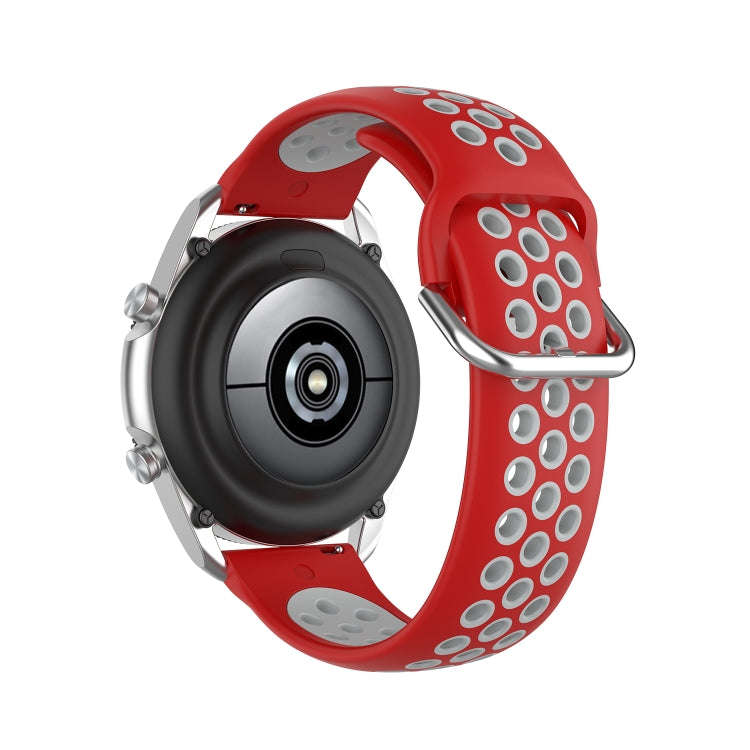For Galaxy Watch 3 45mm Silicone Two-color Watch Band, Size: 22mm(Red Gray)