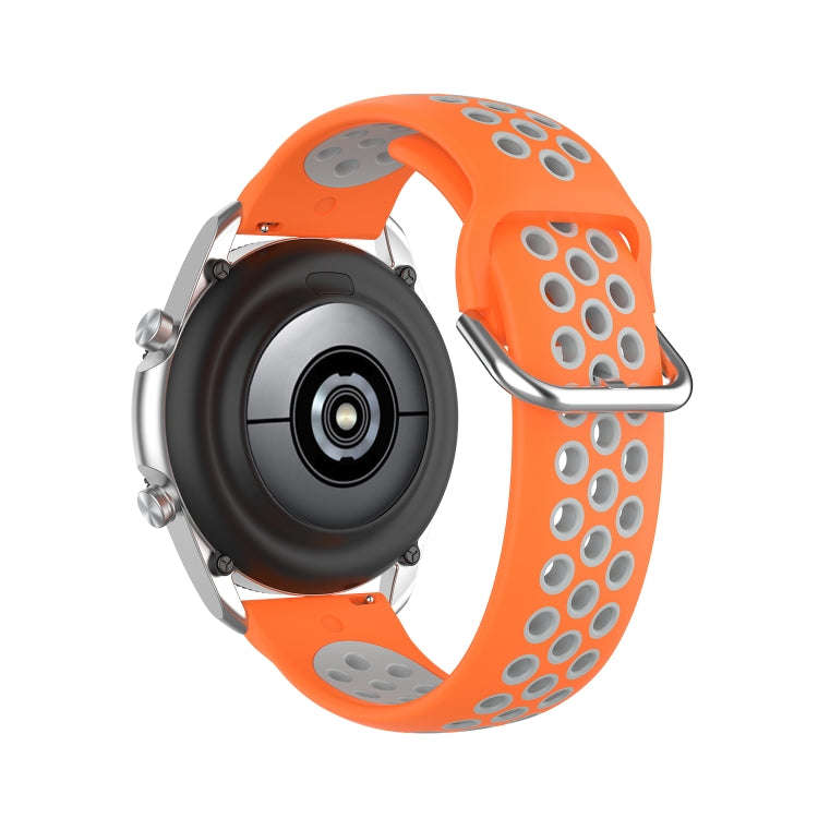 For Galaxy Watch 3 45mm Silicone Two-color Watch Band, Size: 22mm(Orange Gray)