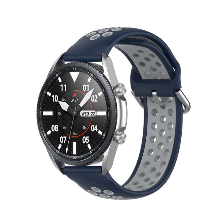 For Galaxy Watch 3 45mm Silicone Two-color Watch Band, Size: 22mm(Midnight Blue Gray)