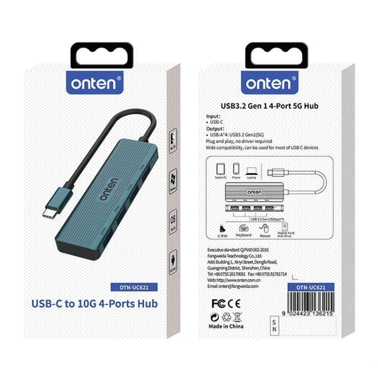 Onten UC621 5Gbps USB-C / Type-C to USB 3.2 Gen1 4 in 1 Multi-function HUB Docking Station, Lengt...
