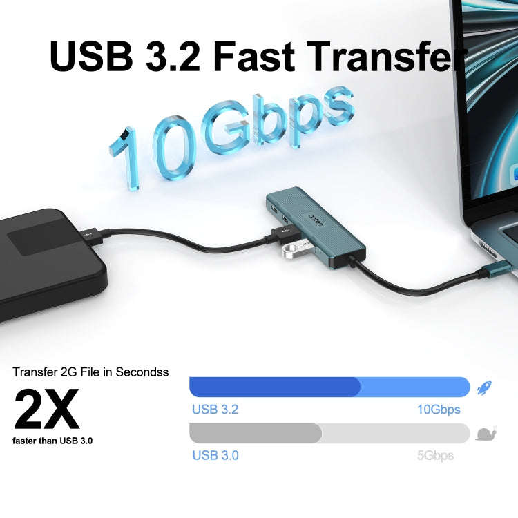 Onten UC622 10Gbps USB-C / Type-C to 2 x USB + 2 x USB-C / Type-C 4 in 1 HUB Docking Station, Len...