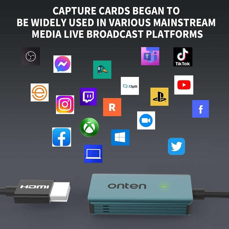 Onten US331 USB Video Capture Card, Length:1.3m(Green)