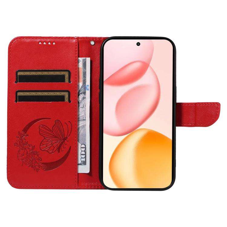 For Honor 400 Global 156.5mm Swallowtail Butterfly Embossed Leather Phone Case(Red)