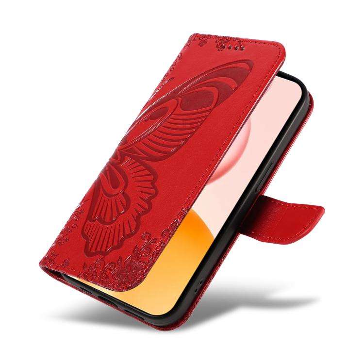 For Honor 400 Global 156.5mm Swallowtail Butterfly Embossed Leather Phone Case(Red)