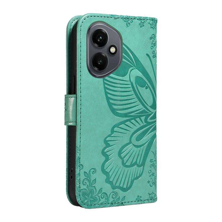 For Honor 400 Global 156.5mm Swallowtail Butterfly Embossed Leather Phone Case(Green)