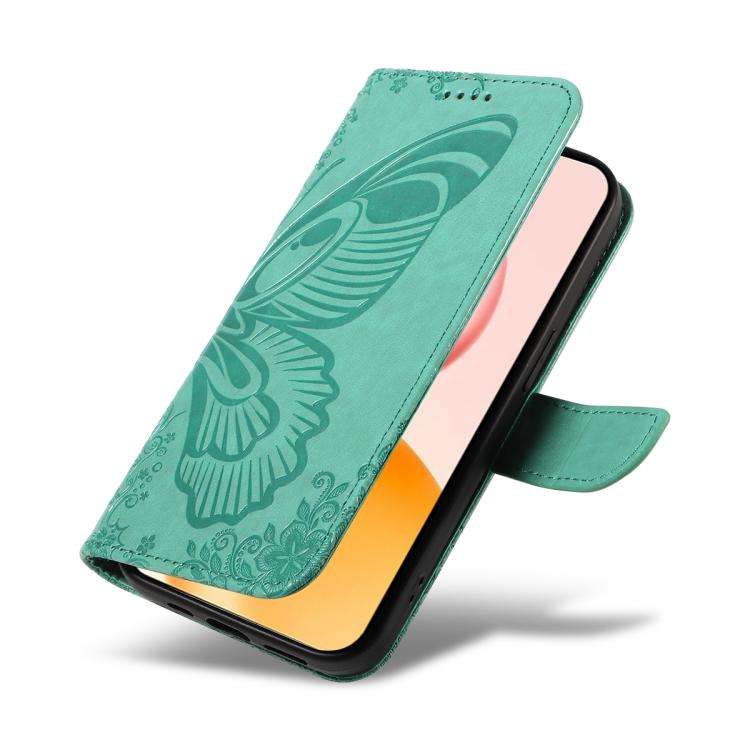 For Honor 400 Global 156.5mm Swallowtail Butterfly Embossed Leather Phone Case(Green)
