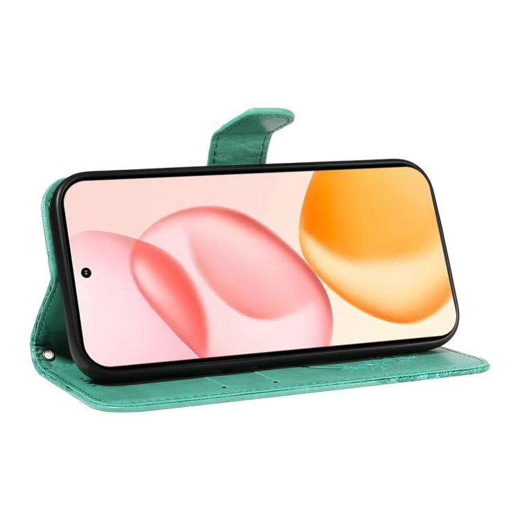 For Honor 400 Global 156.5mm Swallowtail Butterfly Embossed Leather Phone Case(Green)