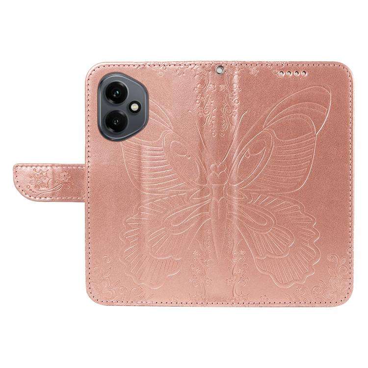 For Honor 400 Global 156.5mm Swallowtail Butterfly Embossed Leather Phone Case(Rose Gold)