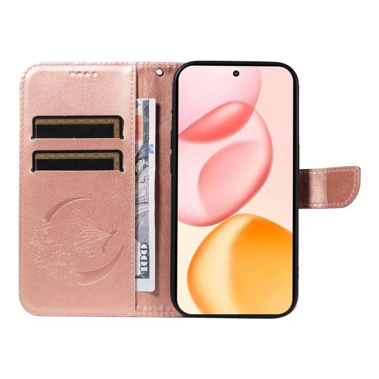 For Honor 400 Global 156.5mm Swallowtail Butterfly Embossed Leather Phone Case(Rose Gold)
