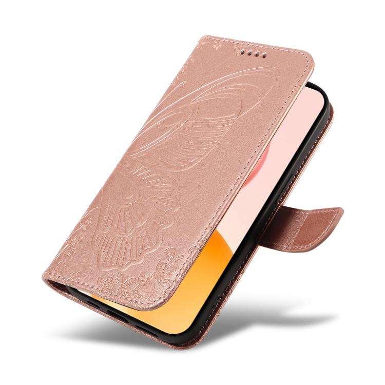 For Honor 400 Global 156.5mm Swallowtail Butterfly Embossed Leather Phone Case(Rose Gold)
