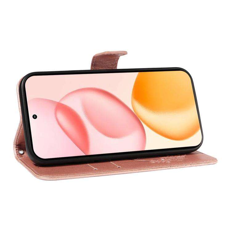 For Honor 400 Global 156.5mm Swallowtail Butterfly Embossed Leather Phone Case(Rose Gold)