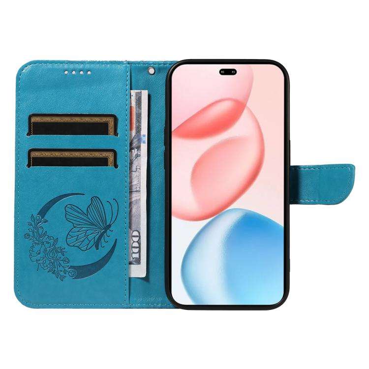 For Honor 400 Pro Global 160.8mm Swallowtail Butterfly Embossed Leather Phone Case(Blue)