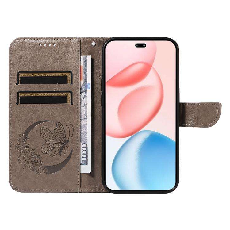 For Honor 400 Pro Global 160.8mm Swallowtail Butterfly Embossed Leather Phone Case(Grey)