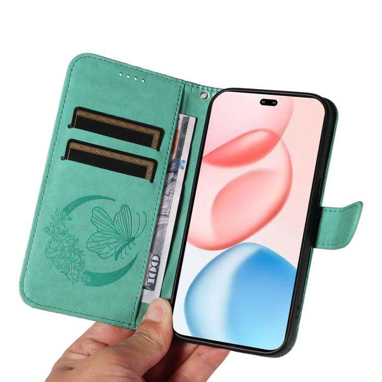 For Honor 400 Pro Global 160.8mm Swallowtail Butterfly Embossed Leather Phone Case(Green)