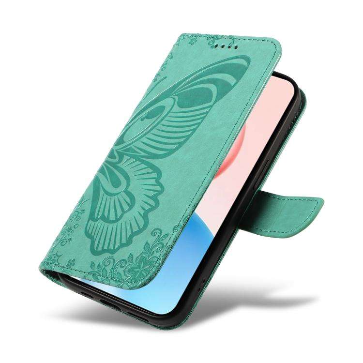 For Honor 400 Pro Global 160.8mm Swallowtail Butterfly Embossed Leather Phone Case(Green)