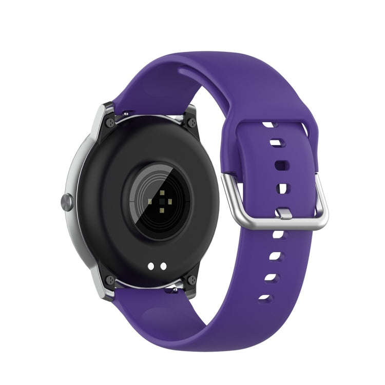 For Xiaomi Haylou Solar LS05 Silicone Solid Color Silver Buckle Watch Band, Size: 22mm(Purple)