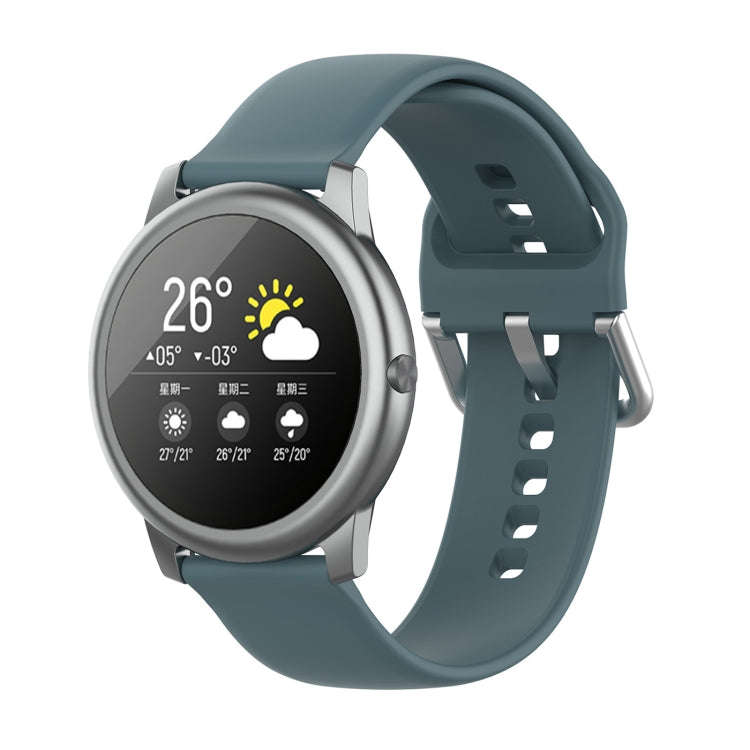 For Xiaomi Haylou Solar LS05 Silicone Solid Color Silver Buckle Watch Band, Size: 22mm(Rock Green)