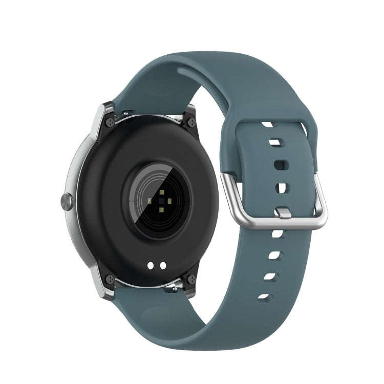 For Xiaomi Haylou Solar LS05 Silicone Solid Color Silver Buckle Watch Band, Size: 22mm(Rock Green)