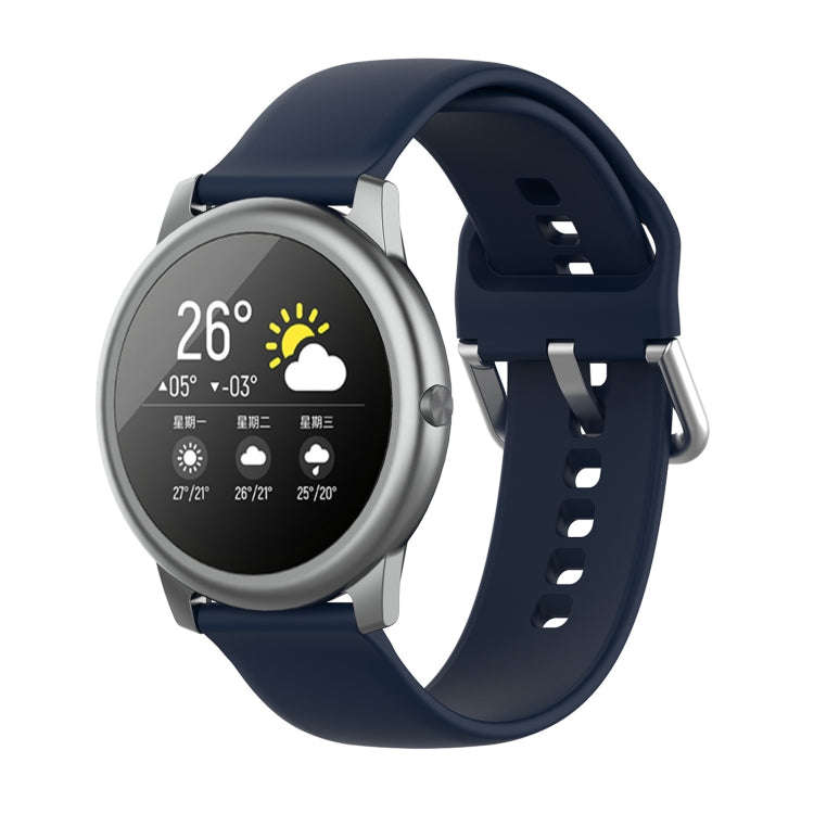 For Xiaomi Haylou Solar LS05 Silicone Solid Color Silver Buckle Watch Band, Size: 22mm(Midnight B...