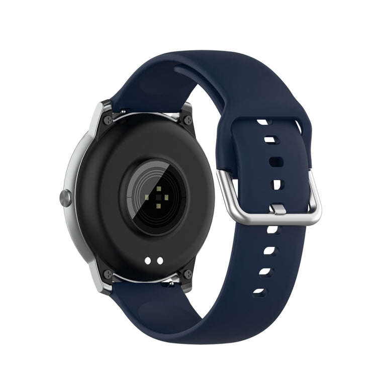 For Xiaomi Haylou Solar LS05 Silicone Solid Color Silver Buckle Watch Band, Size: 22mm(Midnight B...