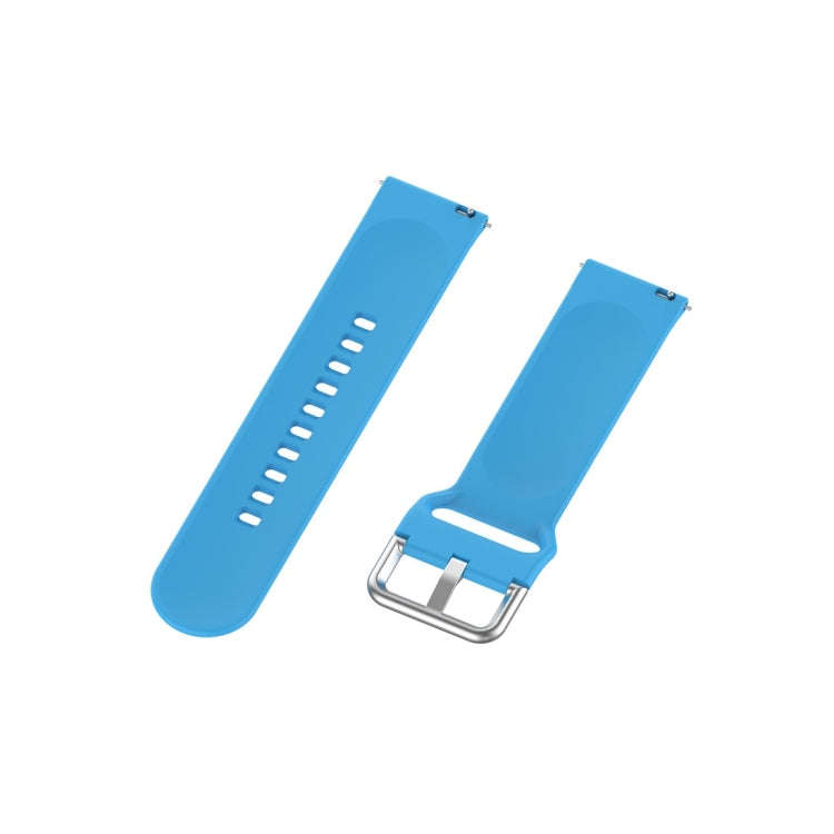 For Xiaomi Haylou Solar LS05 Silicone Solid Color Silver Buckle Watch Band, Size: 22mm(Sky Blue)