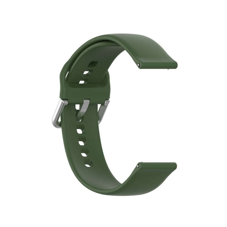 For Xiaomi Haylou Solar LS05 Silicone Solid Color Silver Buckle Watch Band, Size: 22mm(Army Green)