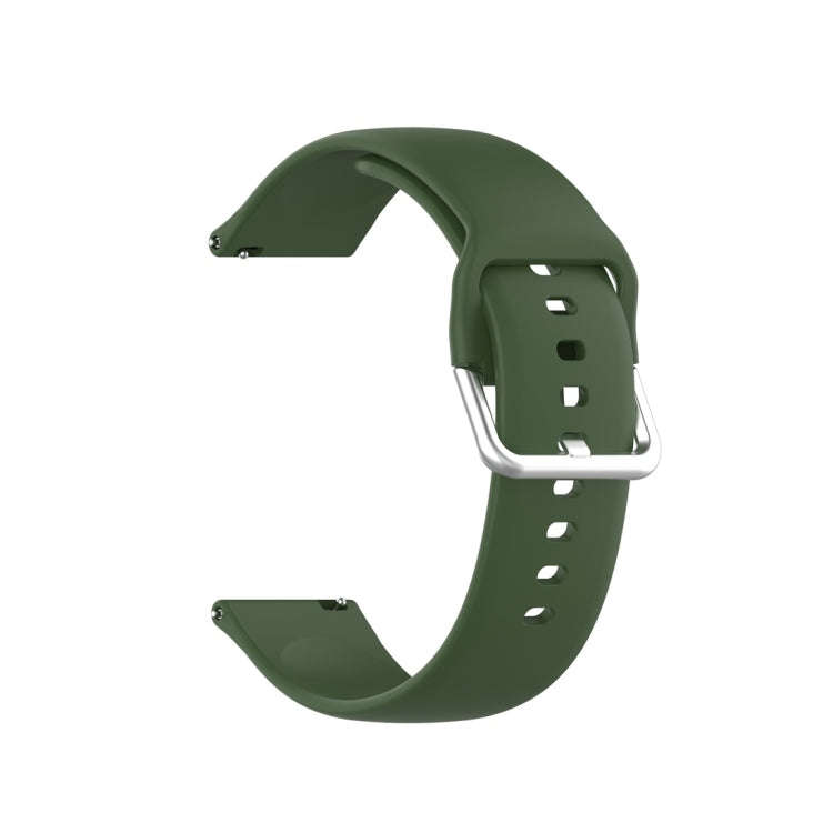 For Xiaomi Haylou Solar LS05 Silicone Solid Color Silver Buckle Watch Band, Size: 22mm(Army Green)