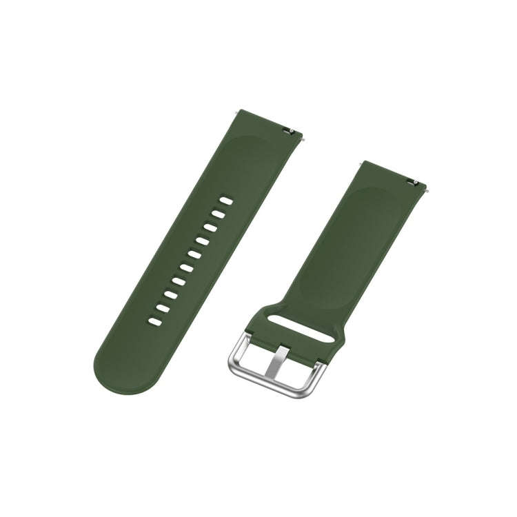 For Xiaomi Haylou Solar LS05 Silicone Solid Color Silver Buckle Watch Band, Size: 22mm(Army Green)