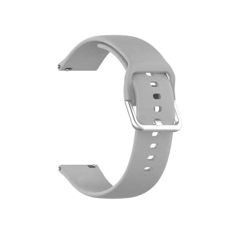 For Xiaomi Haylou Solar LS05 Silicone Solid Color Silver Buckle Watch Band, Size: 22mm(Gray)