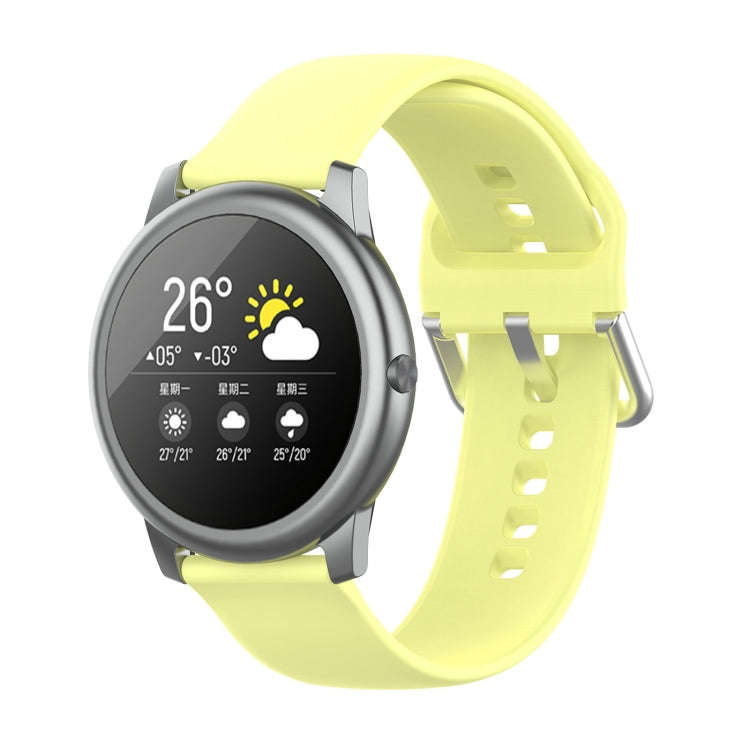 For Xiaomi Haylou Solar LS05 Silicone Solid Color Silver Buckle Watch Band, Size: 22mm(Yellow)