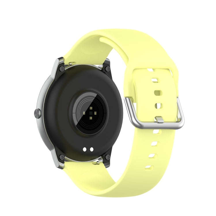 For Xiaomi Haylou Solar LS05 Silicone Solid Color Silver Buckle Watch Band, Size: 22mm(Yellow)