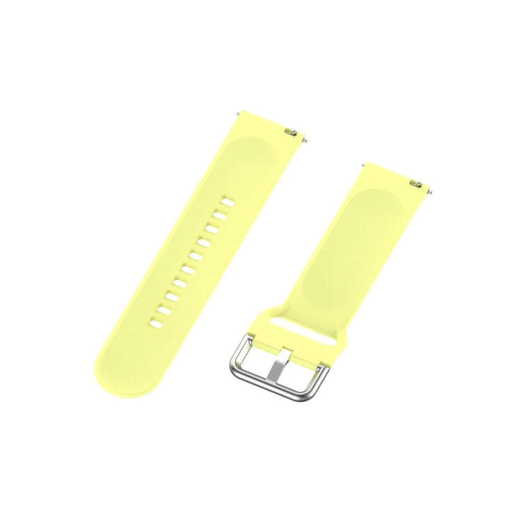 For Xiaomi Haylou Solar LS05 Silicone Solid Color Silver Buckle Watch Band, Size: 22mm(Yellow)