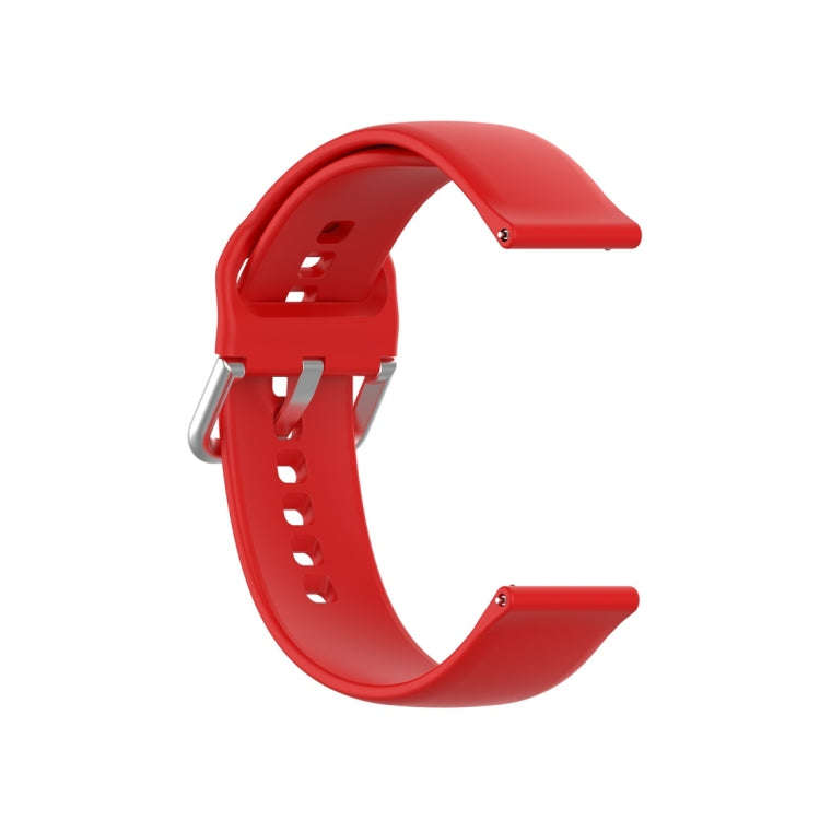 For Xiaomi Haylou Solar LS05 Silicone Solid Color Silver Buckle Watch Band, Size: 22mm(Red)