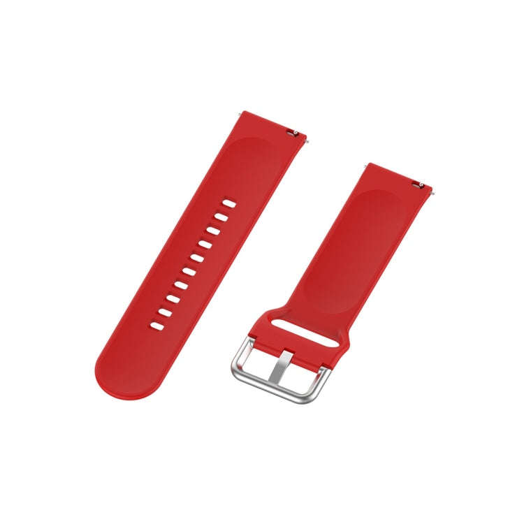 For Xiaomi Haylou Solar LS05 Silicone Solid Color Silver Buckle Watch Band, Size: 22mm(Red)