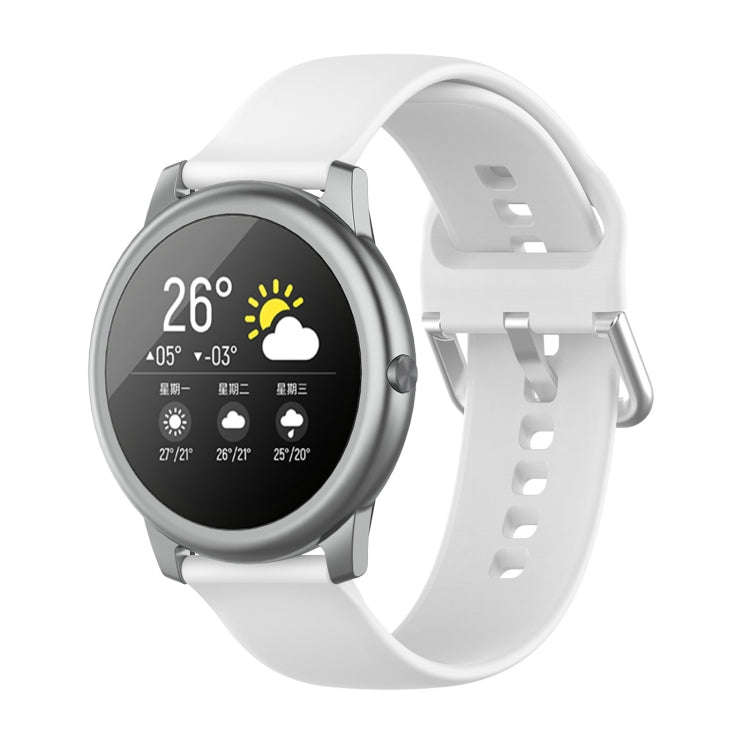 For Xiaomi Haylou Solar LS05 Silicone Solid Color Silver Buckle Watch Band, Size: 22mm(White)