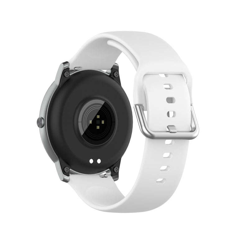 For Xiaomi Haylou Solar LS05 Silicone Solid Color Silver Buckle Watch Band, Size: 22mm(White)