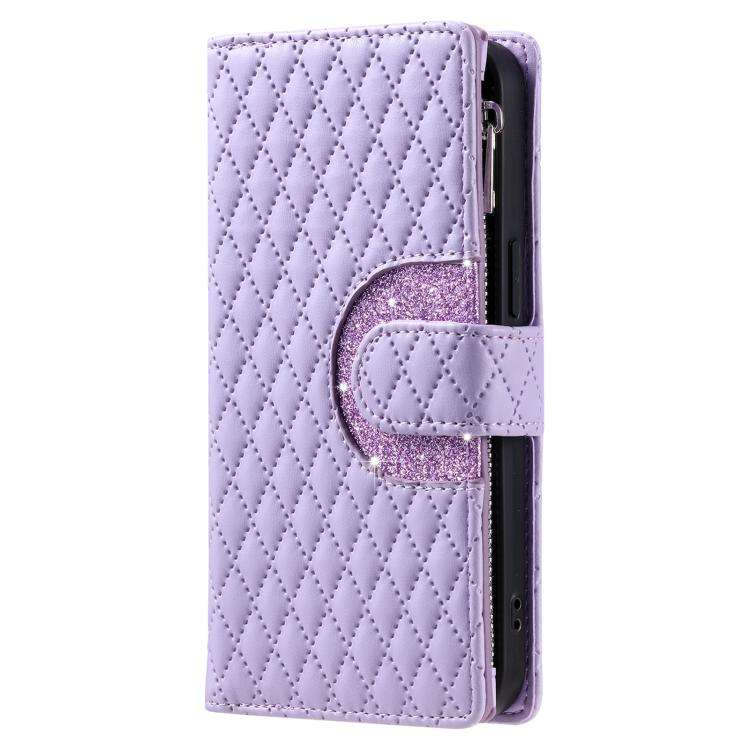 For Motorola Edge 60 Pro Glitter Lattice Zipper Wallet Leather Phone Case(Purple)