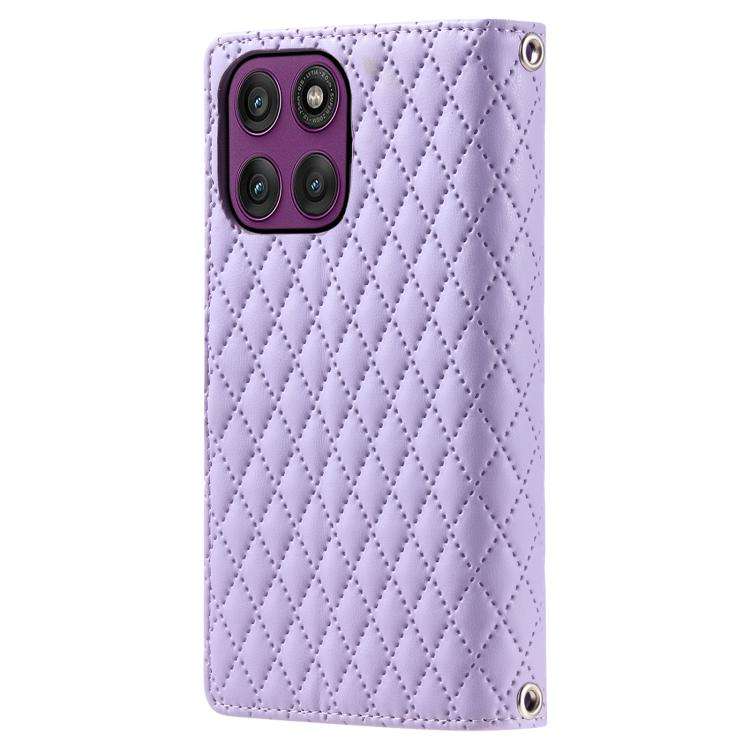 For Motorola Edge 60 Pro Glitter Lattice Zipper Wallet Leather Phone Case(Purple)