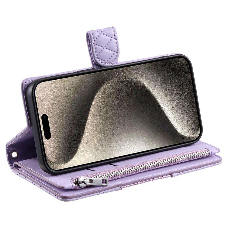 For Motorola Edge 60 Pro Glitter Lattice Zipper Wallet Leather Phone Case(Purple)